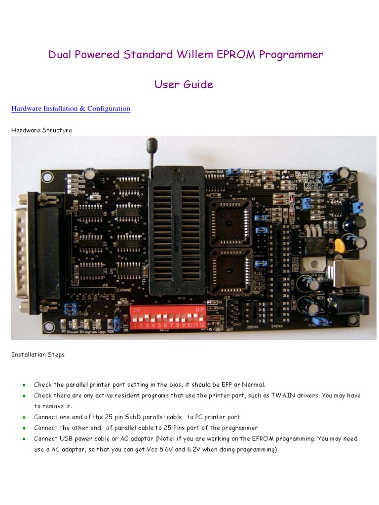 Willem EPROM Programmer User Guide | PDF | Bios | Computer Engineering