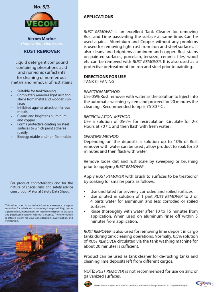 Rust Remover: Vecom Marine | PDF | Rust | Aluminium