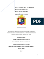 Universidad Nacional Del Altiplano: Escuela de Posgrado Programa de Maestría Maestría en Economía