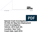 Special Crash Investigations: On-Site Air Bag Non-Deployment Crash Investigation Vehicle: 2014 Audi Q5 Location: New York Crash Date: April 2018