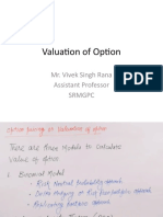 Valuation of Option: Mr. Vivek Singh Rana Assistant Professor SRMGPC