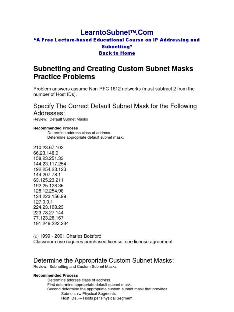 Subnetting and Custom Masks Guide | PDF | Routing | Wide Area Network