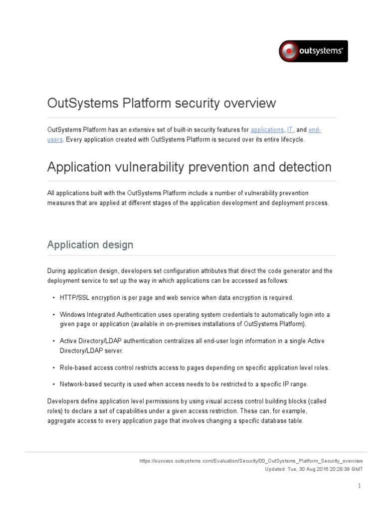 OutSystems Platform Security Overview | PDF | Databases | Transport ...