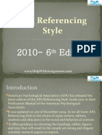 APA Referencing Style: 2010-6 Edition