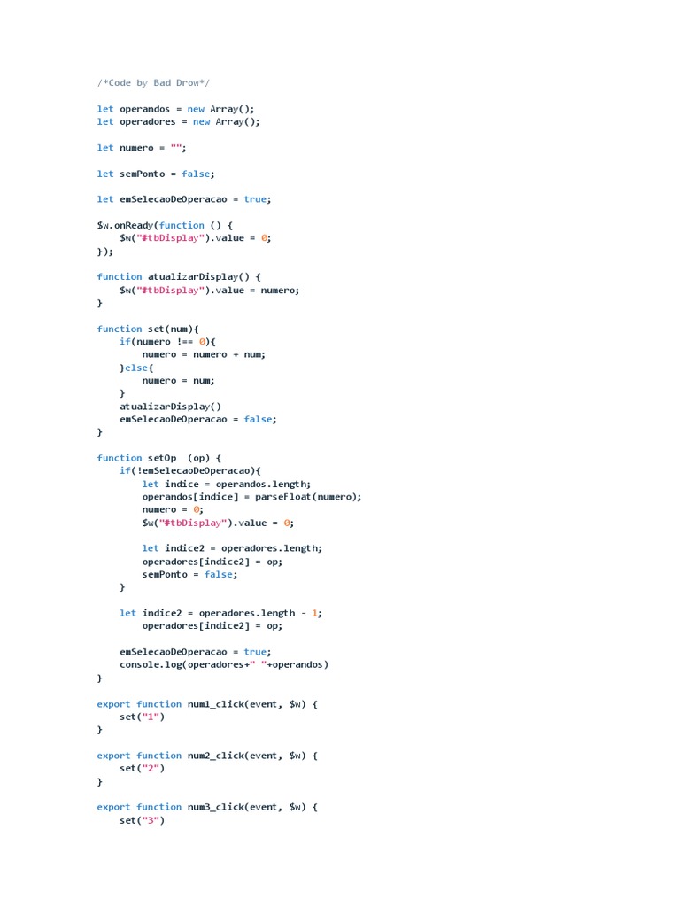 Calculadora Javascript Wix Code - Code by Bad Drow PDF | PDF | Science ...