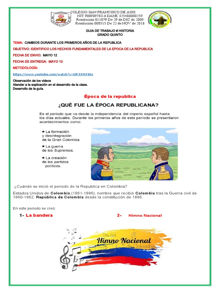 Guia Historia 5 Pdf Colombia Gobierno