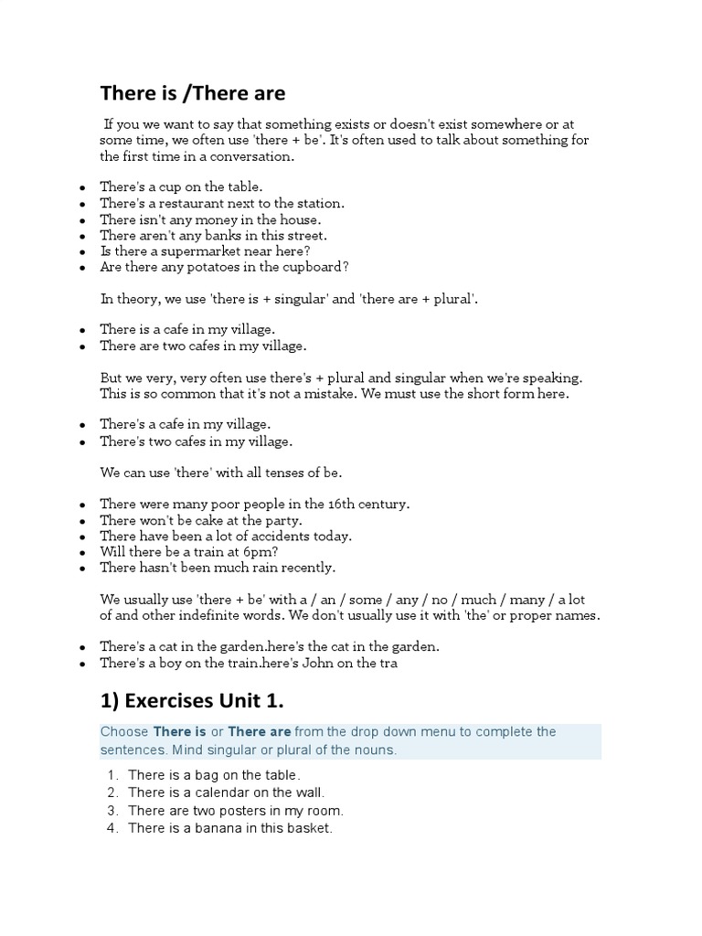 Homework About There Is and There Are. PDF | PDF | Languages | Language ...