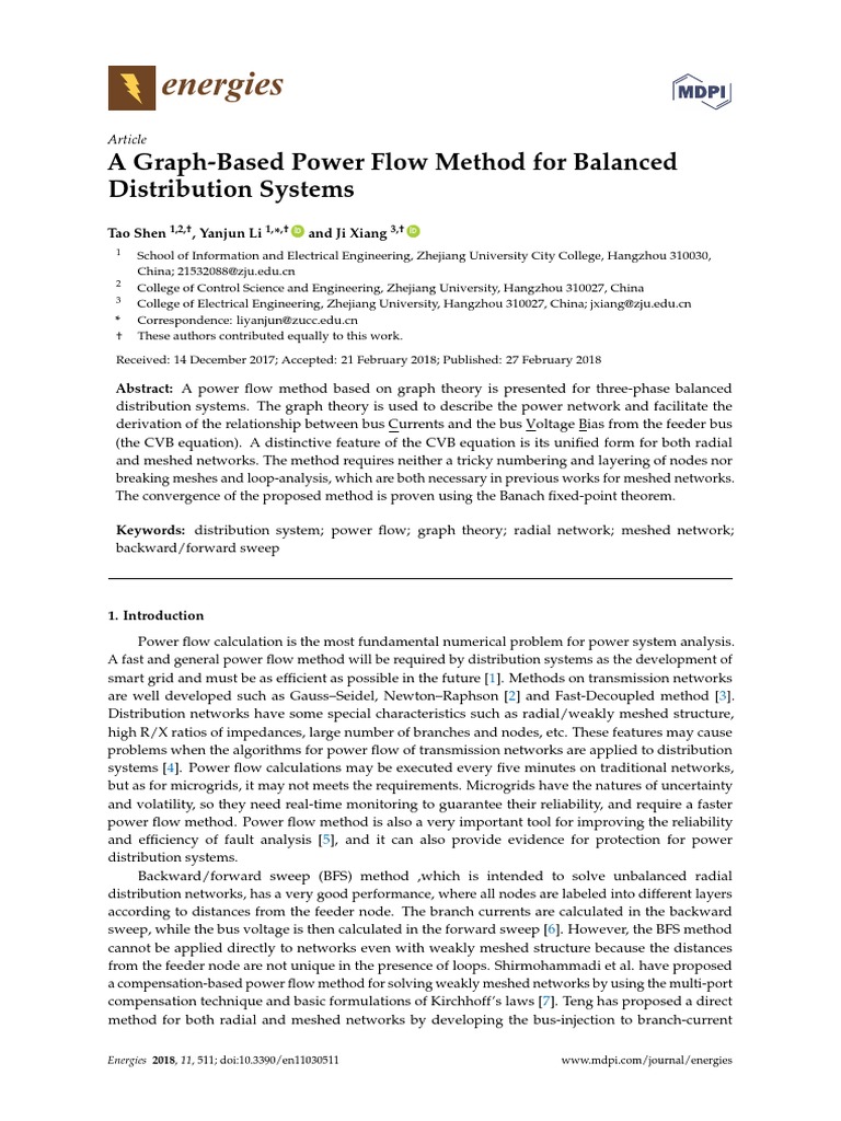 Graph-Based Power Flow Method for Distribution Systems | PDF | Matrix ...