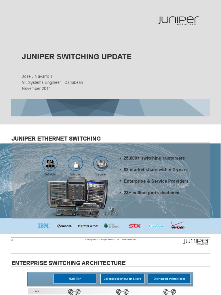Juniper Switching Update Jose J Navarro T Sr. Systems Engineer