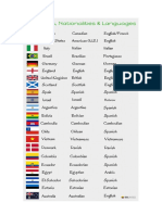 COUNTRIES AND NATIONALITIES