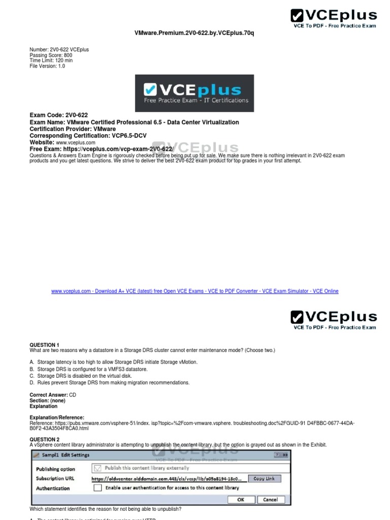 VMware 2V0-622 Exam Guide | PDF | V Mware | Computer Data