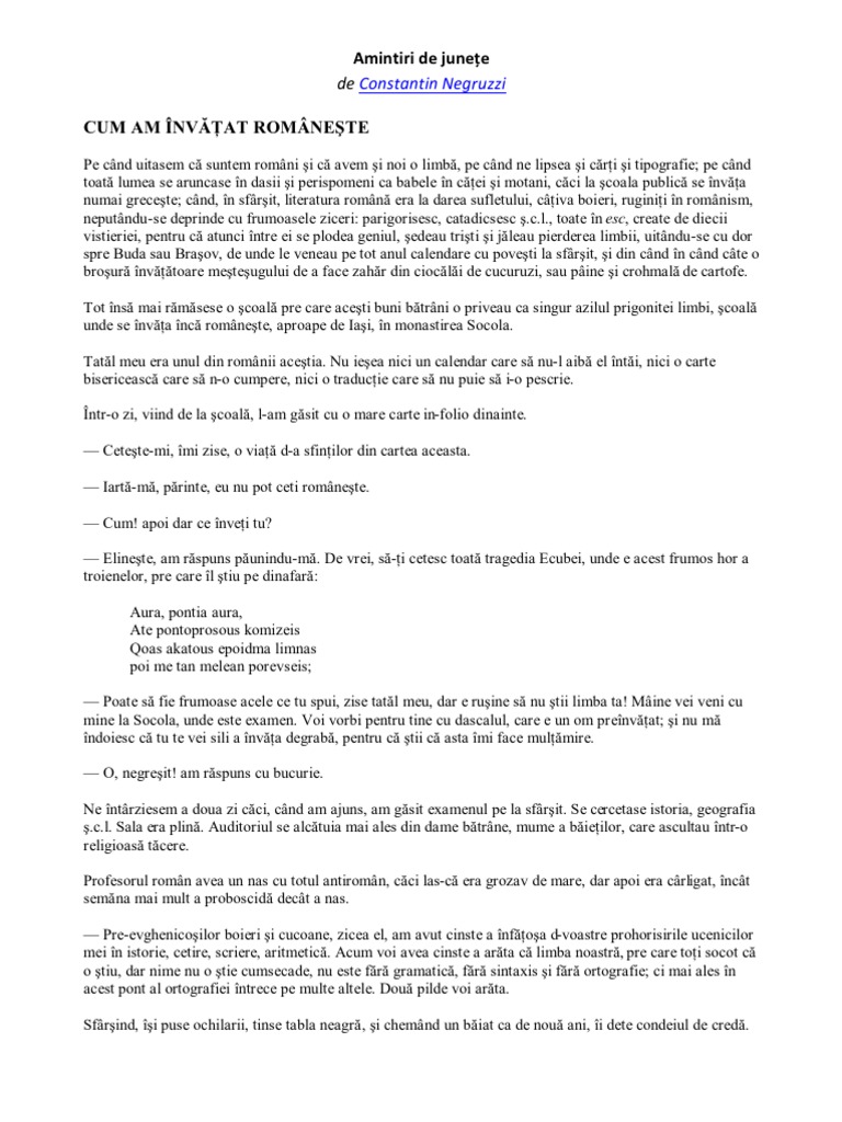 Cum Am Invatat Romaneste - Nrgruzzi | PDF