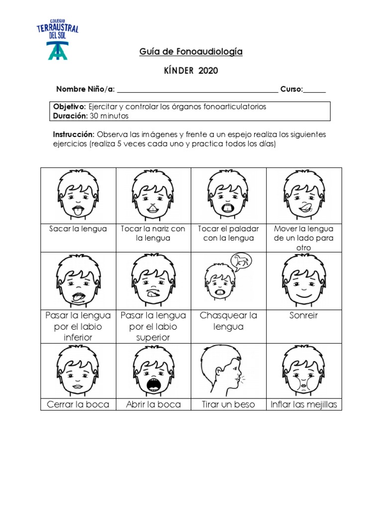 Guía de ejercicios fonoarticulatorios para kínder | PDF