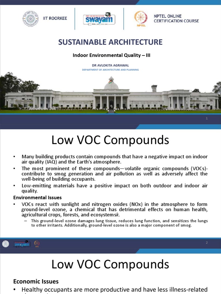 Lecture 43 Indoor Environmental Quality - III | PDF | Volatile Organic ...