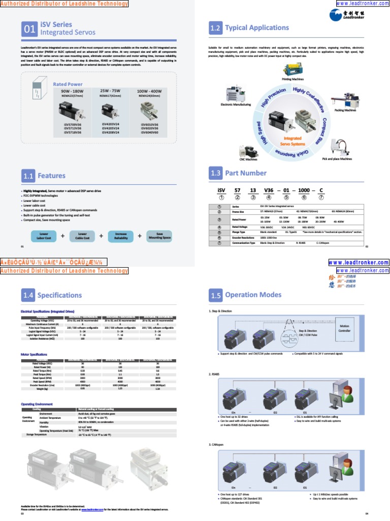 Leadshine iSV Series Integrated Servos | PDF | Servomechanism ...