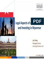 Legal Aspects of Doing Business and Investing in Myanmar