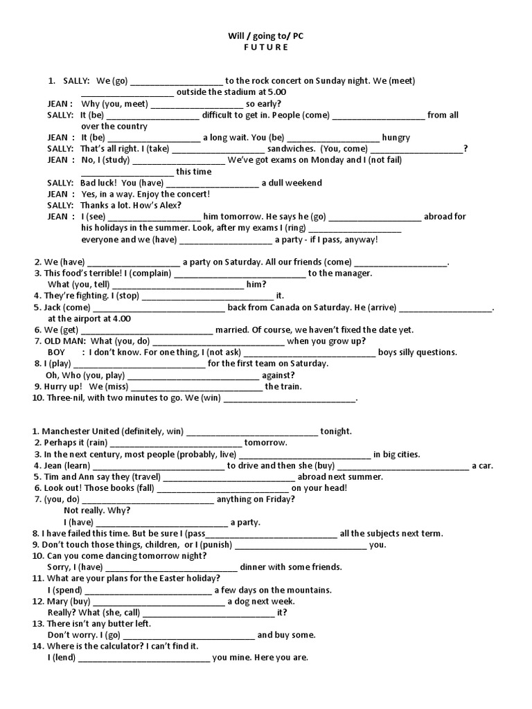 Future Tense Practice Exercises | PDF