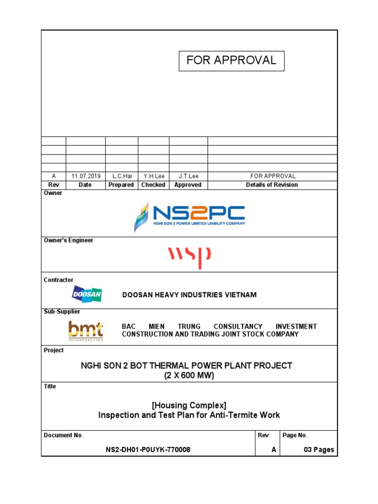 Anti-Termite Inspection Plan for Power Plant | PDF | Economic Sectors ...