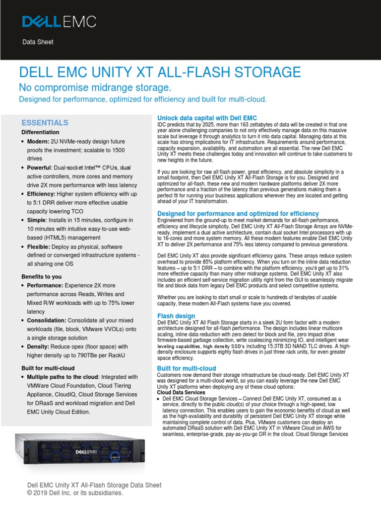 h17698 Dell Emc Unity XT All Flash Family Ds PDF | PDF | Cloud ...