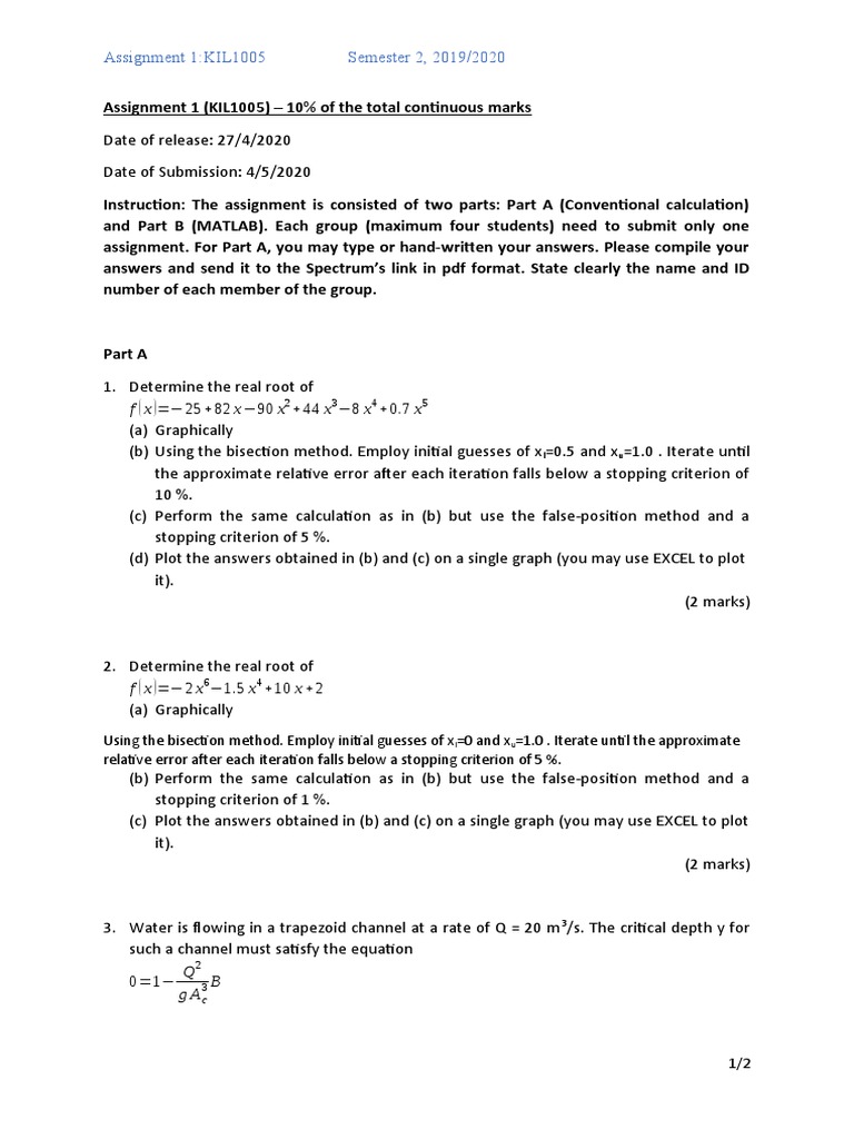 KIL1005 Assignment 1 Overview | PDF | Teaching Mathematics ...