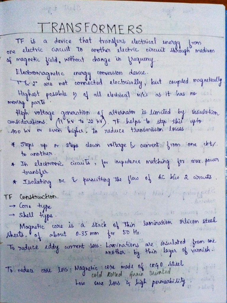 Transformer Notes PDF
