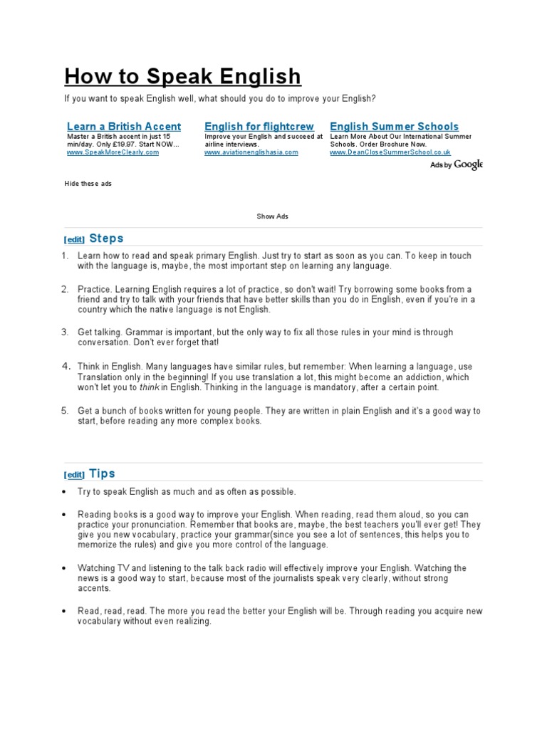 How To Speak English English Language Vocabulary - 