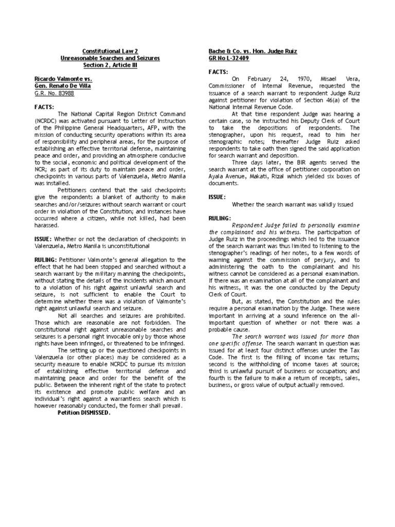 Unreasonable Searches in Philippine Law | PDF | Search And Seizure ...
