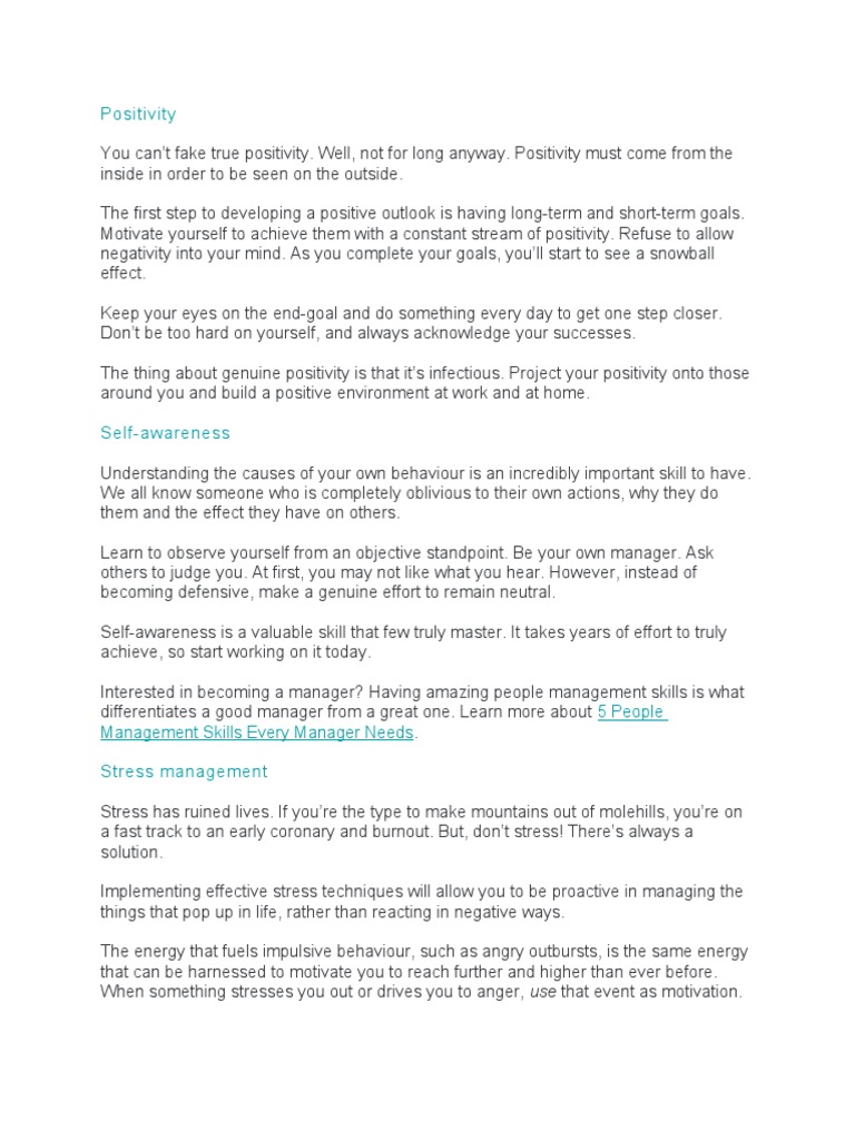 Elements of Self Management | PDF | Self Awareness | Anger