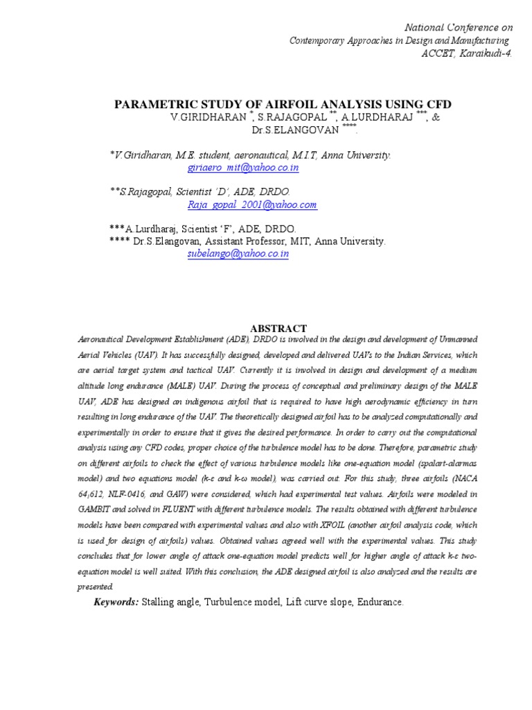 Airfoil Analysis for UAV Design | PDF | Airfoil | Lift (Force)