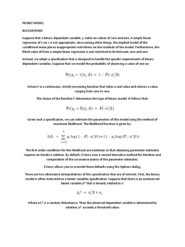 Probit Model Download Free PDF Errors And Residuals Regression