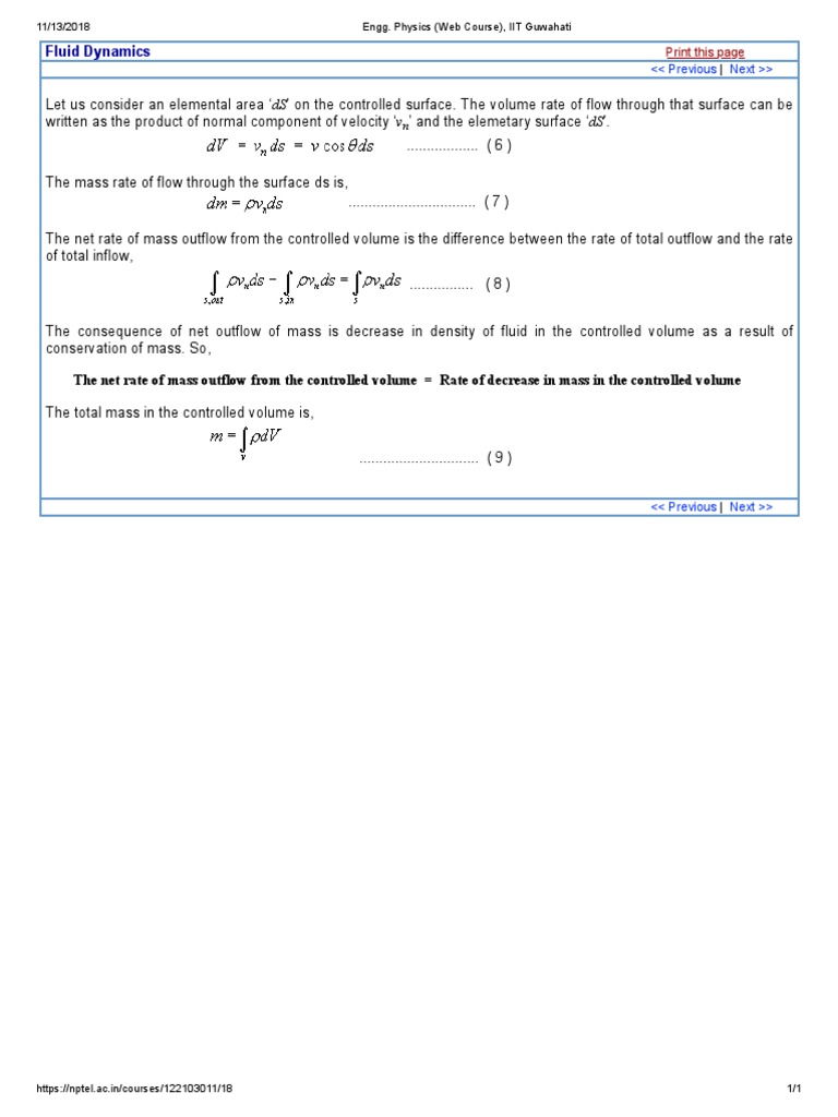 Continuity Equation in Fluid Dynamics | PDF | Technology & Engineering