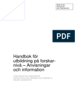 Handbok För Utbildning På Forskar-Nivå - Anvisningar Och Information