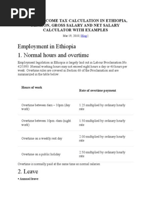 Salary Income Tax Calculation in Ethiopia