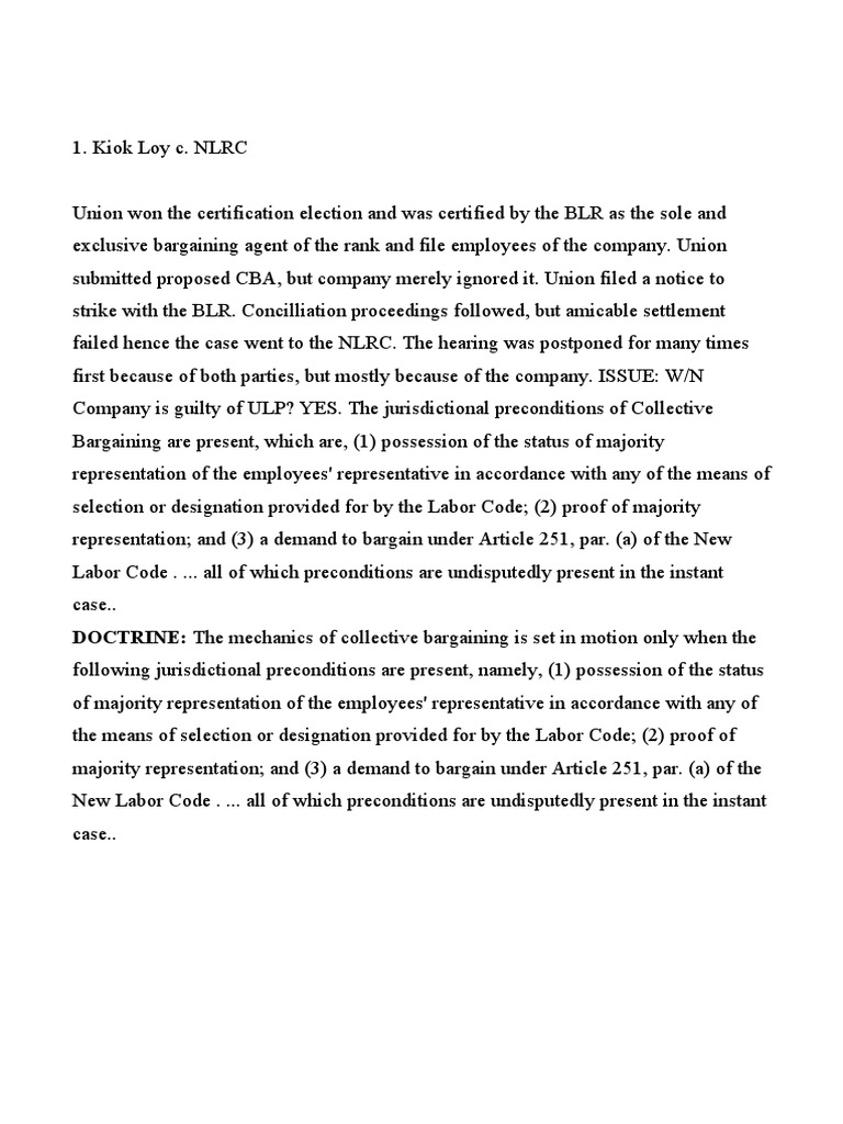 Labor II Cases 021820 | PDF | Employment | Trade Union