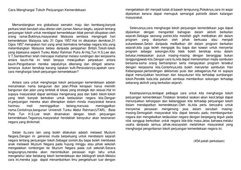 Karangan Cara Menghargai Tokoh Perjuangan Kemerdekaan Pdf