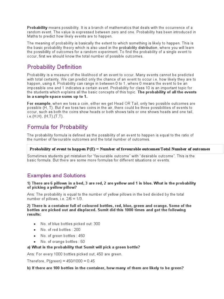 Probability, Types and Rules | PDF | Probability | Randomness
