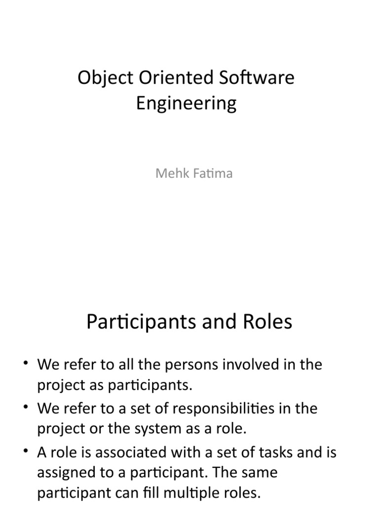 Object Oriented Software Engineering: Mehk Fatima | PDF | Object ...