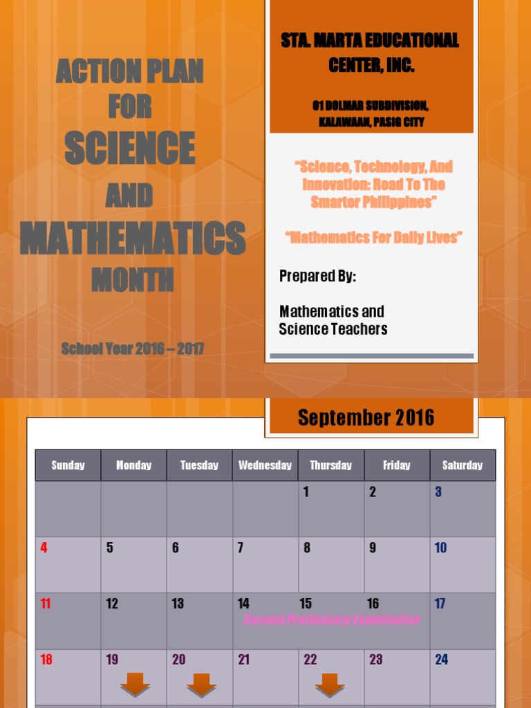 Sci-Math Month Action Plan 2016-2017 | PDF | Teaching Mathematics ...
