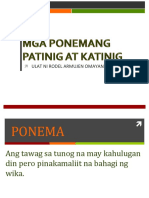 Mga Ponema Patinig at Katining