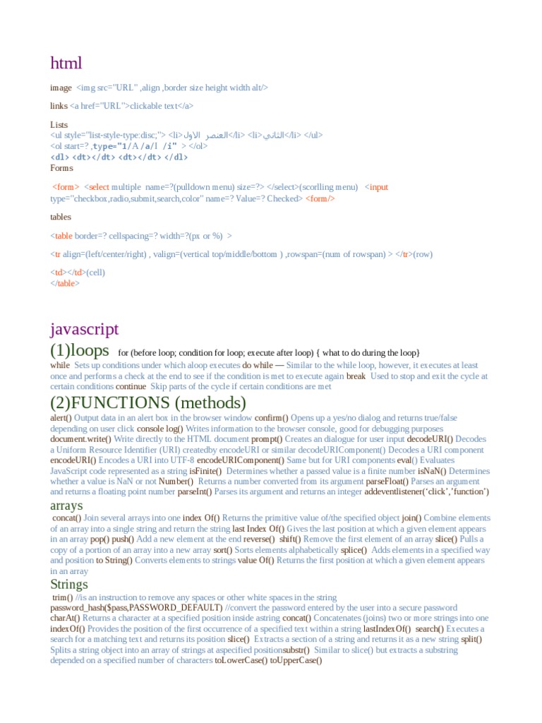 PHP and Javascript Summary | PDF | Window (Computing) | Human–Computer ...