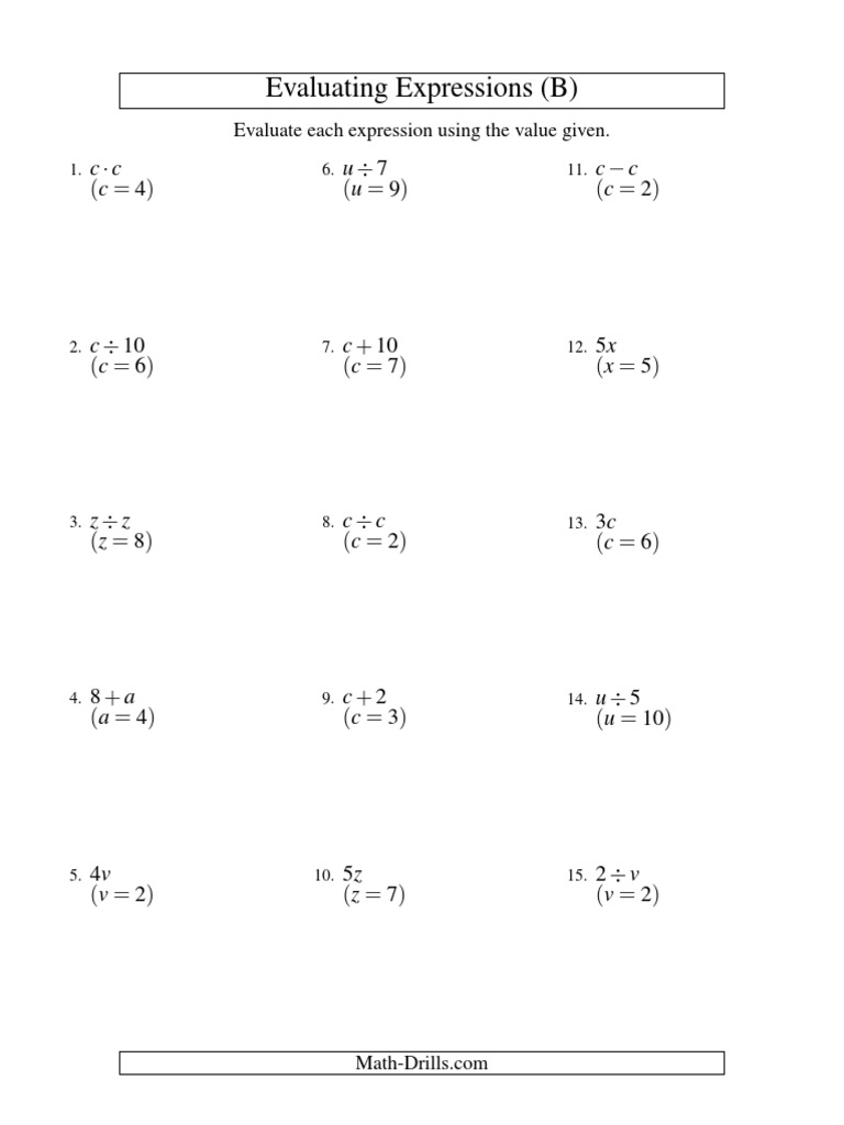 Evaluating Mathematical Expressions | PDF | Teaching Methods & Materials