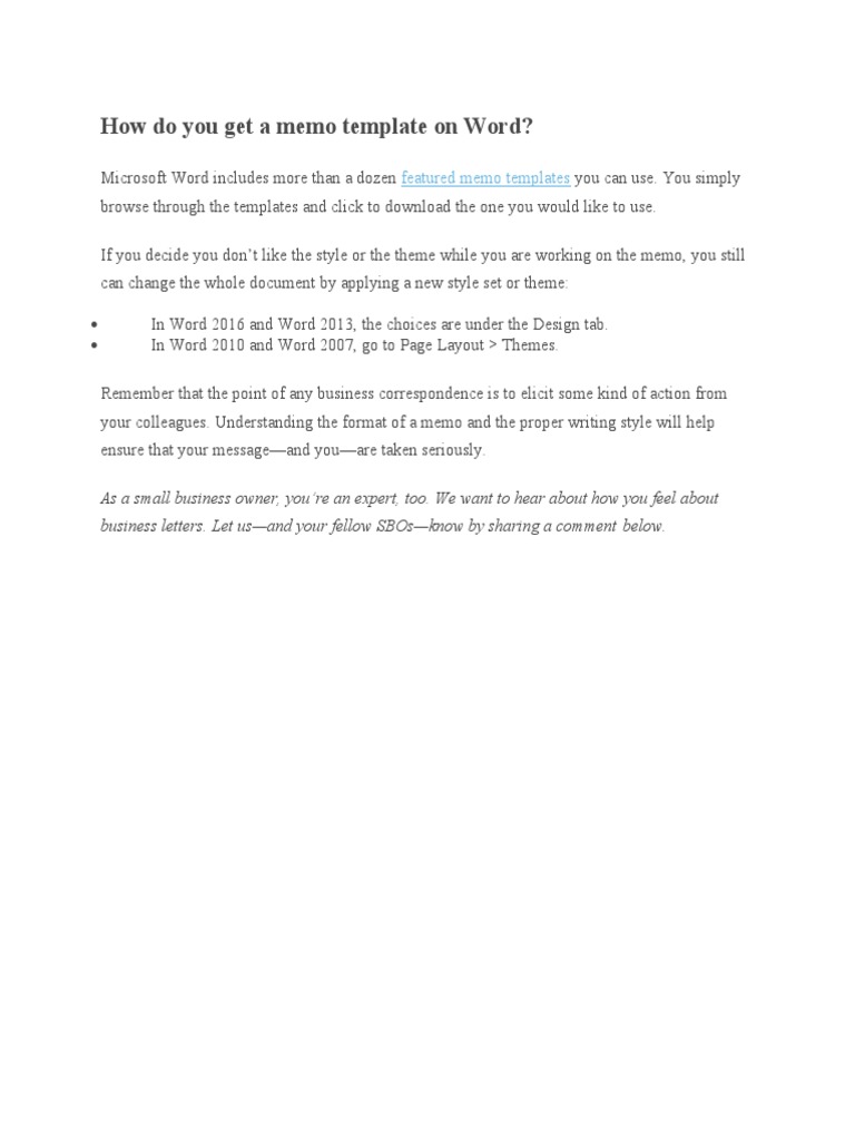 How Do You Get A Memo Template On Word PDF