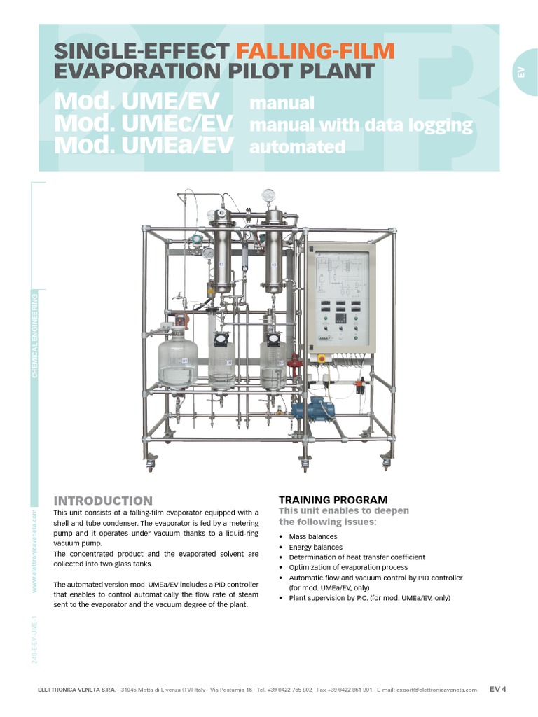 Mod. Ume/Ev Mod. Umec/Ev Mod. Umea/Ev: Single-Effect Evaporation Pilot ...