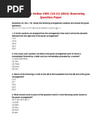 Ibps Clerk Online Cwe (14-12-2014) Reasoning Question Paper: W2Xt3 Zbu4Op9$Qgd5#Wej6&8K@7+