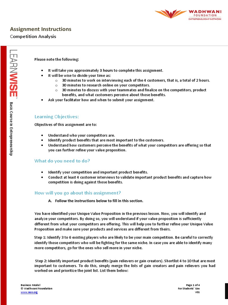Assignment Instructions - Competition Analysis | PDF | Business | Cognition