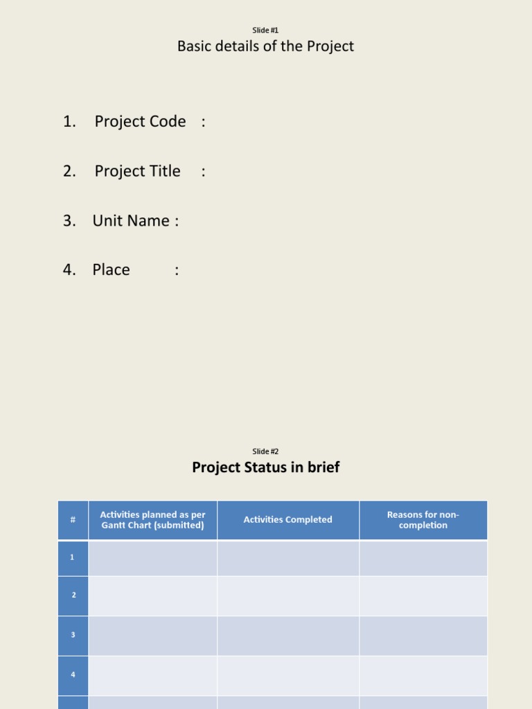 Project Code: 2. Project Title: 3. Unit Name: 4. Place | PDF