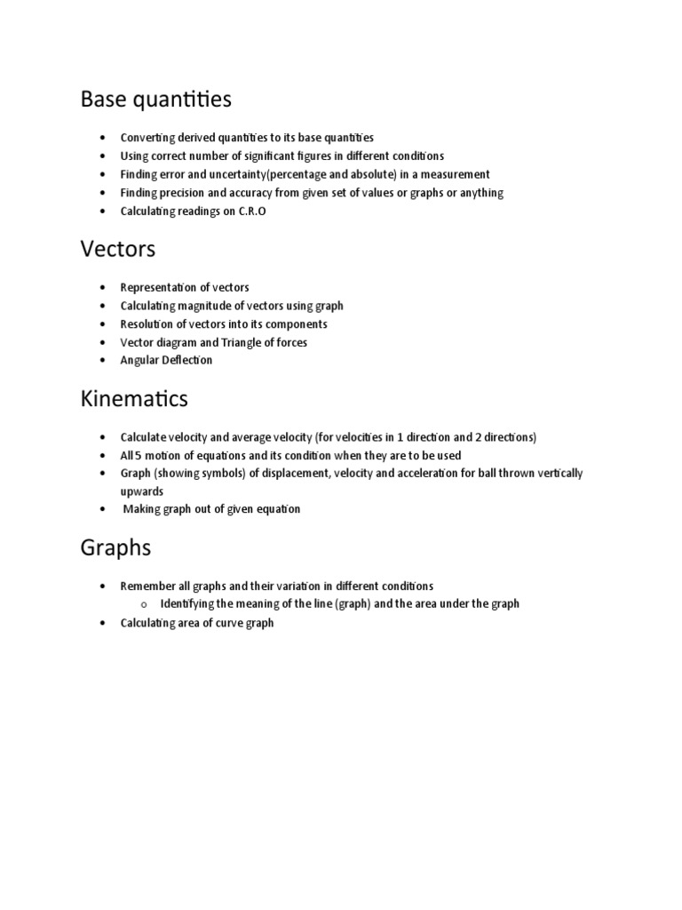 Base Quantities and Vector Calculations Guide | PDF