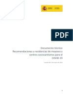 Recomendaciones A Residencias de Mayores y Centros Sociosanitarios para El COVID-19