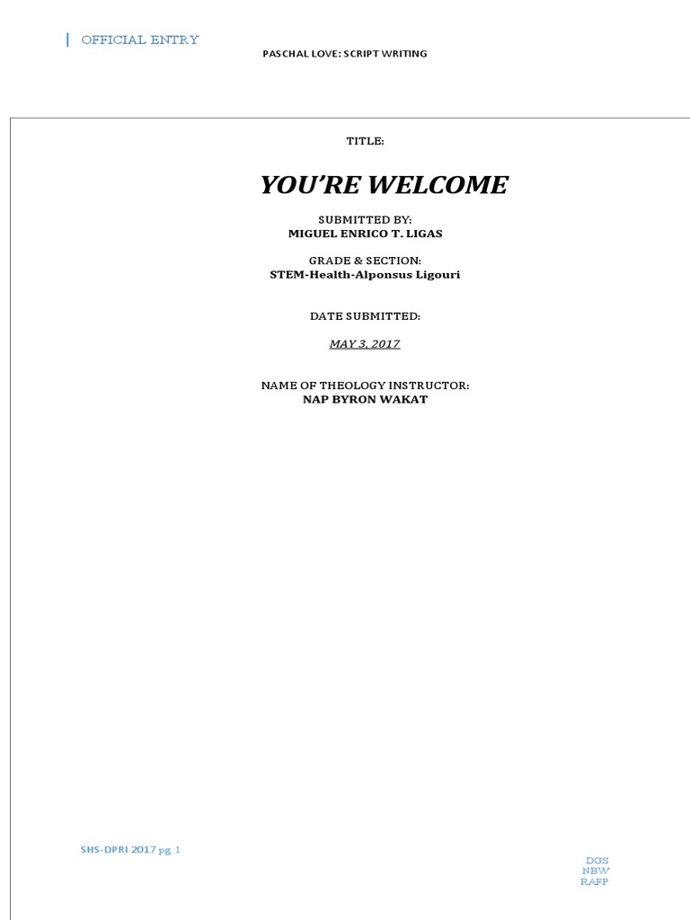 SCRIPT WRITING Theology 2 | PDF | Wellness