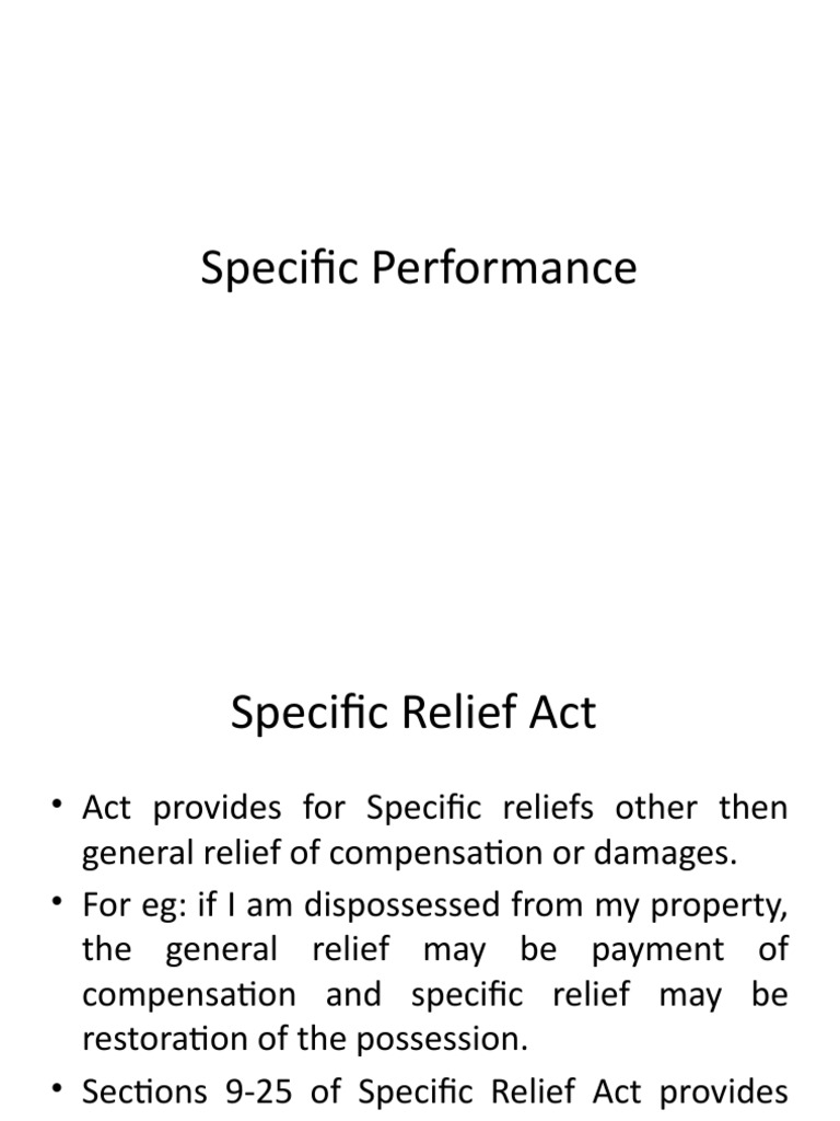 Specific Performance | PDF | Injunction | Damages